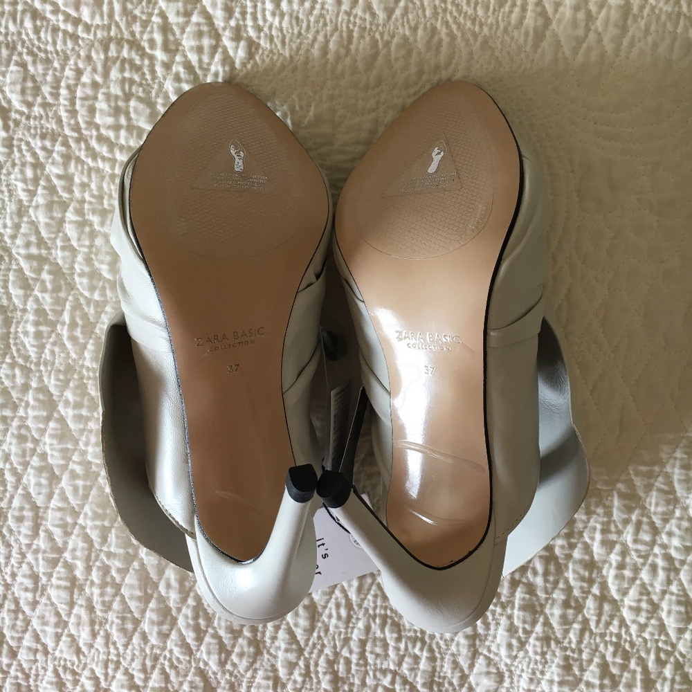 Zara Leather Sandals Heels Shoes with Bow Womens 6.5 - Picture 8 of 16